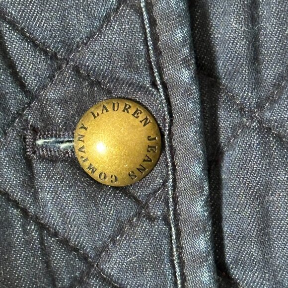 Lauren Jeans Co. Ralph Lauren Blue Quilted Denim Jacket Gold Buttons EUC - Picture 7 of 11